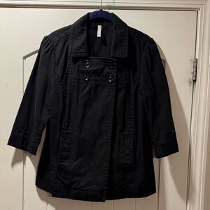Old Navy Black Denim Double Breasted Coat